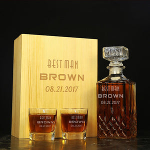 Groomsmen Gift set, personalized whiskey decanter - CustomizationMart